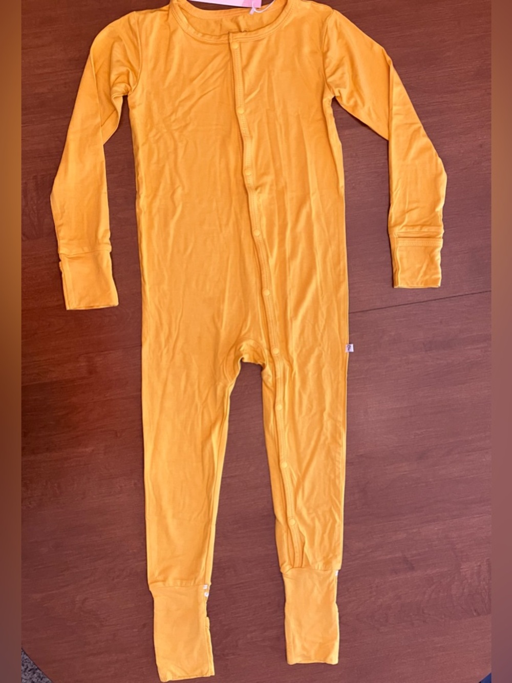 Bamboo Viscose Long-Sleeve One-Piece Pajamas in Mustard Yellow